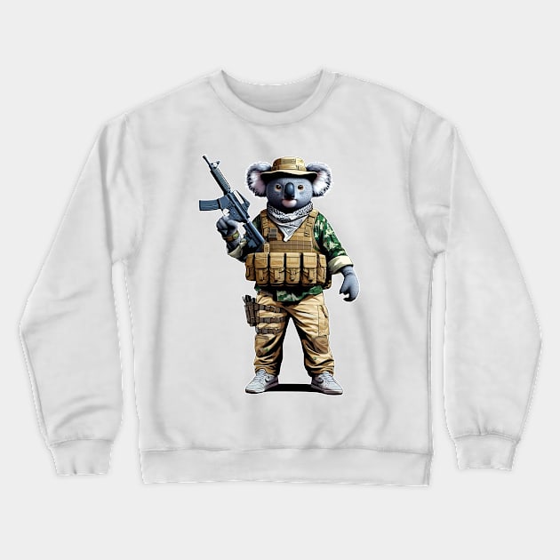 Tactical Koala Crewneck Sweatshirt by Rawlifegraphic